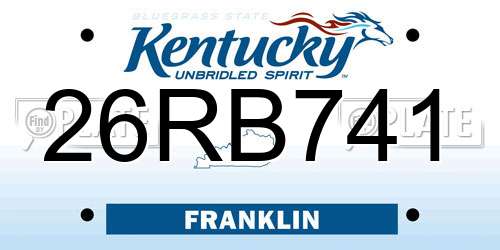26RB741 Kentucky License Plate