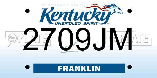 2709JM Kentucky License Plate