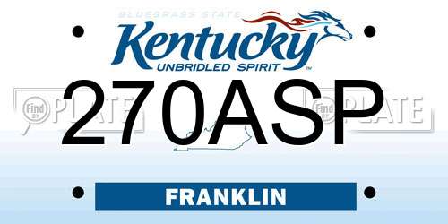270ASP Kentucky License Plate