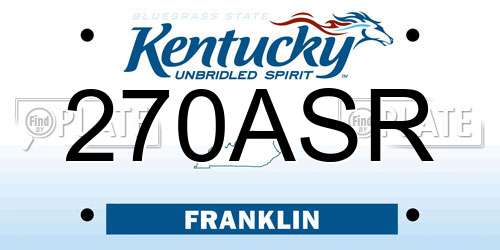 270ASR Kentucky License Plate