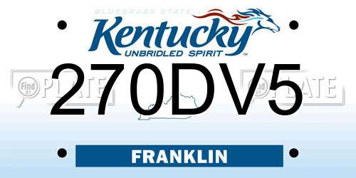 270DV5 Kentucky License Plate