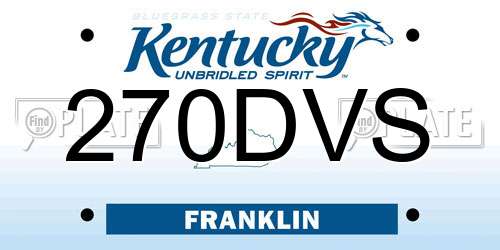 270DVS Kentucky License Plate