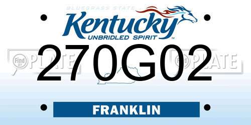 270G02 Kentucky License Plate