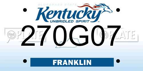 270G07 Kentucky License Plate