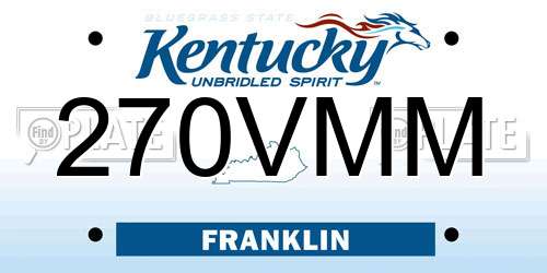 270VMM Kentucky License Plate