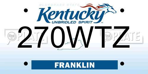 270WTZ Kentucky License Plate