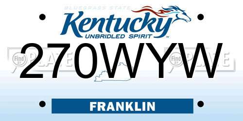 270WYW Kentucky License Plate