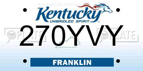 270YVY Kentucky License Plate