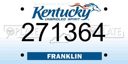 271364 Kentucky License Plate