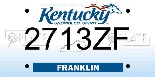 2713ZF Kentucky License Plate