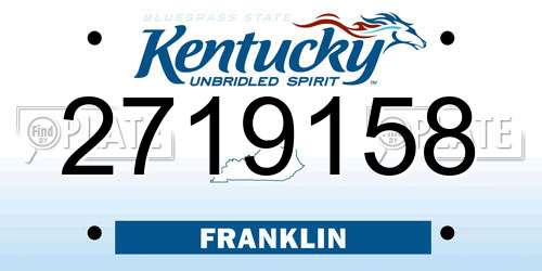 2719158 Kentucky License Plate