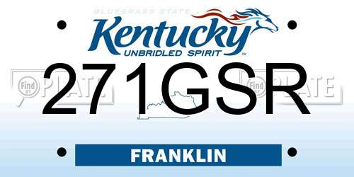 271GSR Kentucky License Plate