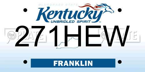 271HEW Kentucky License Plate