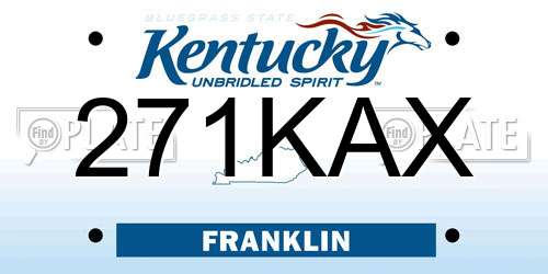 271KAX Kentucky License Plate
