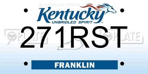 271RST Kentucky License Plate