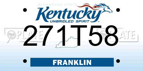 271T58 Kentucky License Plate