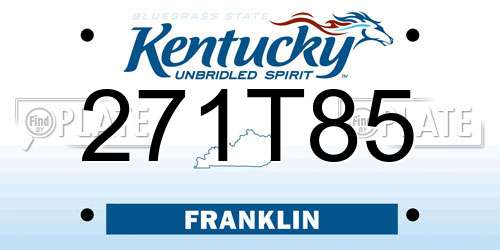 271T85 Kentucky License Plate