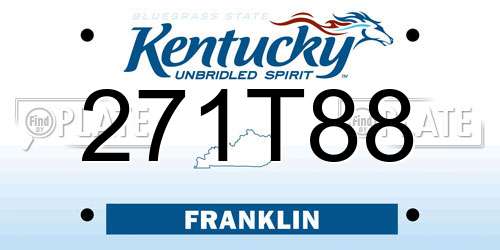 271T88 Kentucky License Plate