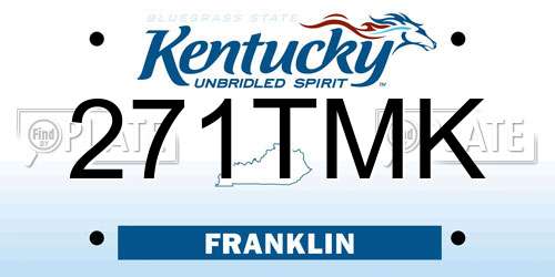271TMK Kentucky License Plate