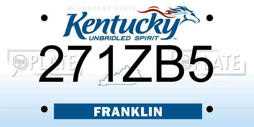 271ZB5 Kentucky License Plate