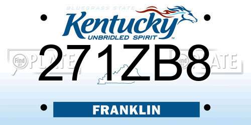271ZB8 Kentucky License Plate
