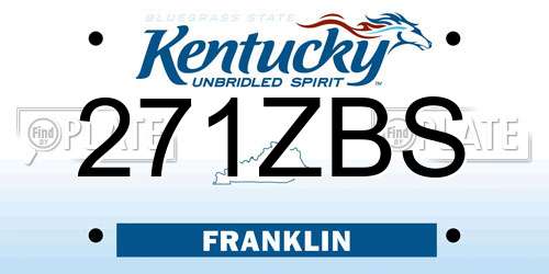 271ZBS Kentucky License Plate