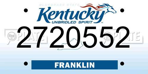 2720552 Kentucky License Plate