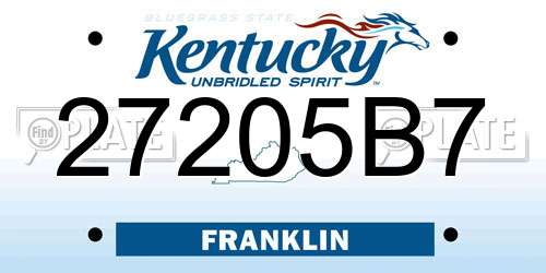 27205B7 Kentucky License Plate