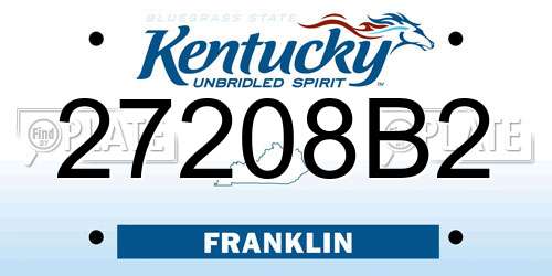 27208B2 Kentucky License Plate