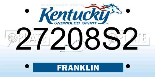 27208S2 Kentucky License Plate