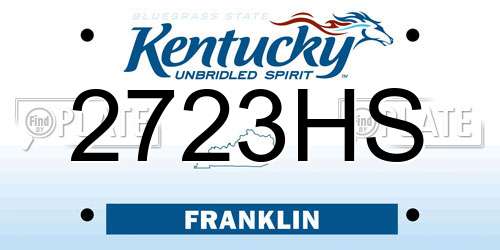 2723HS Kentucky License Plate