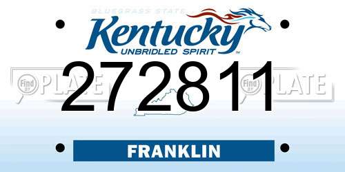 272811 Kentucky License Plate