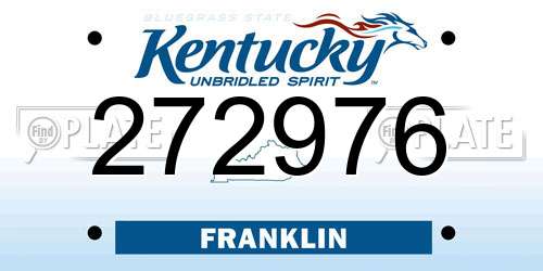 272976 Kentucky License Plate