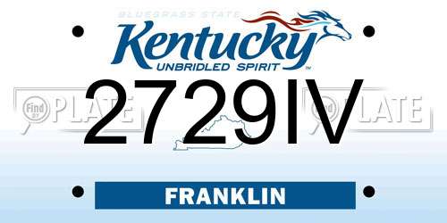 2729IV Kentucky License Plate