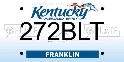 272BLT Kentucky License Plate