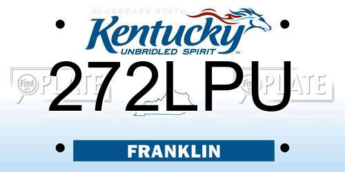 272LPU Kentucky License Plate