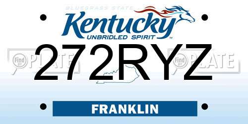 272RYZ Kentucky License Plate
