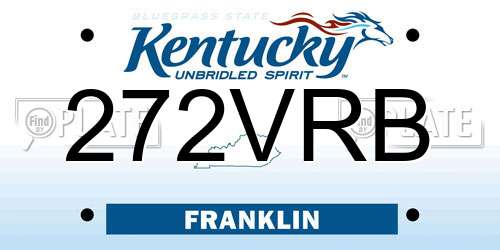 272VRB Kentucky License Plate