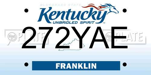 272YAE Kentucky License Plate