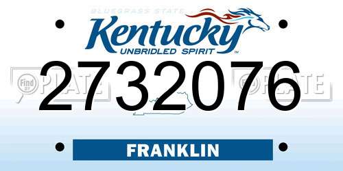 2732076 Kentucky License Plate