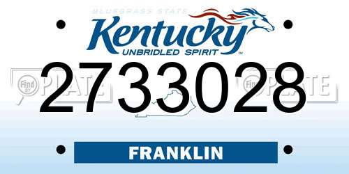 2733028 Kentucky License Plate