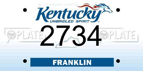 2734 Kentucky License Plate