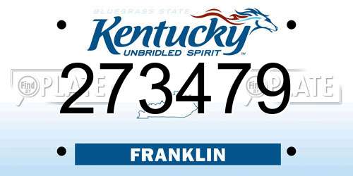 273479 Kentucky License Plate