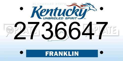 2736647 Kentucky License Plate
