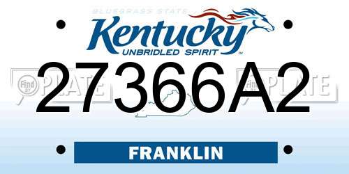 27366A2 Kentucky License Plate