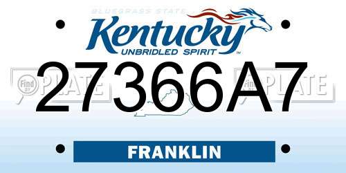 27366A7 Kentucky License Plate
