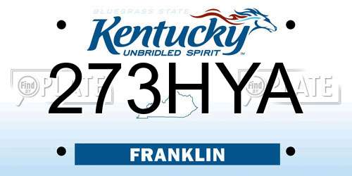 273HYA Kentucky License Plate