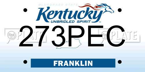 273PEC Kentucky License Plate