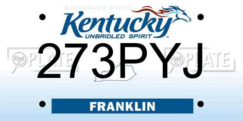 273PYJ Kentucky License Plate