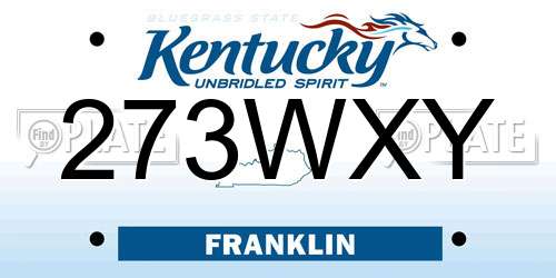 273WXY Kentucky License Plate